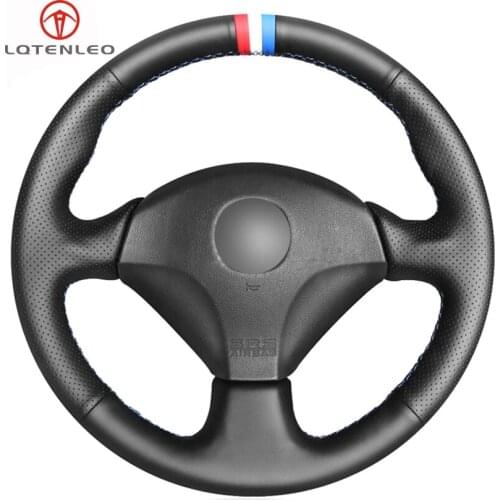LQTENLEO Black Genuine Leather Car Steering Wheel Cover for Honda S2000 2000-2008 Acura RSX Type-S 2005 Civic 2005 Sport