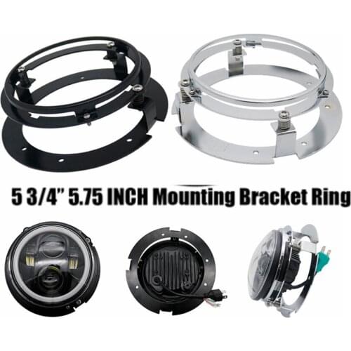Black/Chrome Motorcycle 5 3/4" 5.75 Inch Mounting Bracket Holder Ring for 5.75" Round LED Headlights