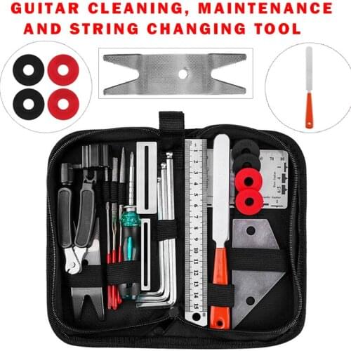 Newest Guitar Care Cleaning Tool Kit Repair Maintenance Tools Full Set String Winder Leveling Action Ruler Fret Sanding File Set