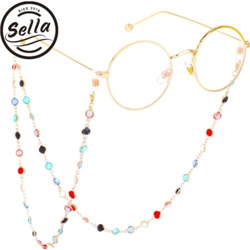 Sella New Fashion Sunglasses Necklace Strap Glasses Colorful Beads Eyeglasses Lanyard Cord Metal Glasses Holder