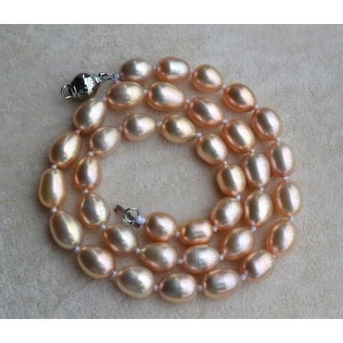 New Arrival Favorite Pearl Necklace 17 inches 8x11mm Pink Freshwater Pearls Wedding Birthday Party Fine Jewelry Lady Gift