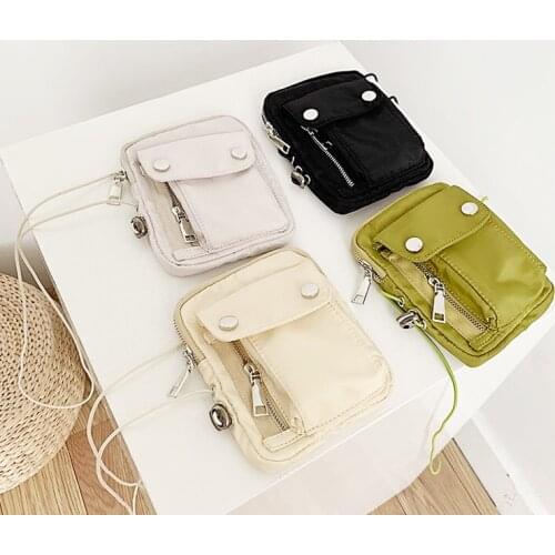 Solid Color New Women Mini Crossbody Phone Bag Brand Designer Ladies Crossbody Shoulder Bag Street Style Nylon Purse Whole Sale