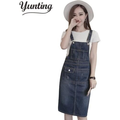 Autumn 2021 Women Denim Dress Sundress Casual Loose Overalls Dresses Female Blue Adjustable Strap Jeans Dress Plus Size 5XL