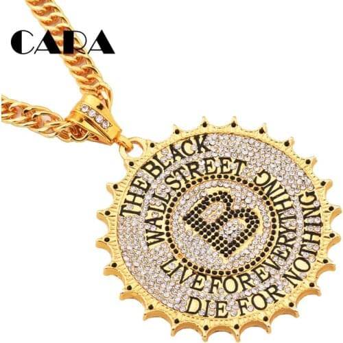 316L Stainless Steel Cross Necklace Iced Out Bling Bling mens necklace Gold color hip hop necklace for men jewelry CAGF0364