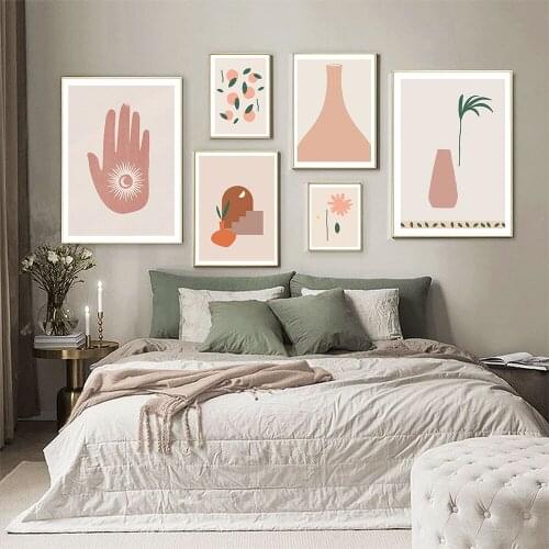 Boho Botanical Leaves Poster Abstract Flower Vase Canvas Painting Arch Art Print Modern Wall Picture For Living Room Home Decor