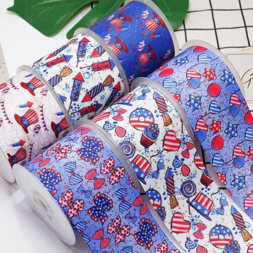DIY Fourth of July Printed Grosgrain Ribbon For Craft Supplies Sewing Accessories 5 Yards, Planar Resins Mold 10 Pieces. 51805