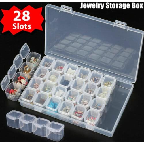 28 Grids 5D DIY Diamond Painting Drill Box Jewelry Box Rhinestone Embroidery Crystal Bead Organizer Storage Case Container