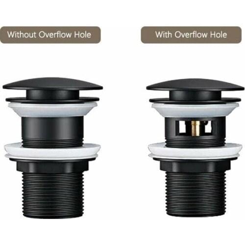 Universal Bath Plug Black Pop Up Sink Basin Drain Device Sink Strainer Waste Slotted Unslotted Click Clack Bath Stopper