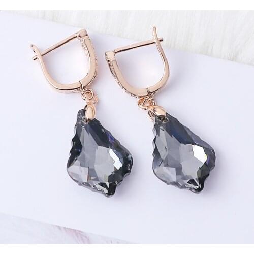 SHUANGR Charm Colorful AAA CZ Elegant Drop Earrings For Women Vintage Black Blue Crystal Earrings Statement Wedding Jewelry
