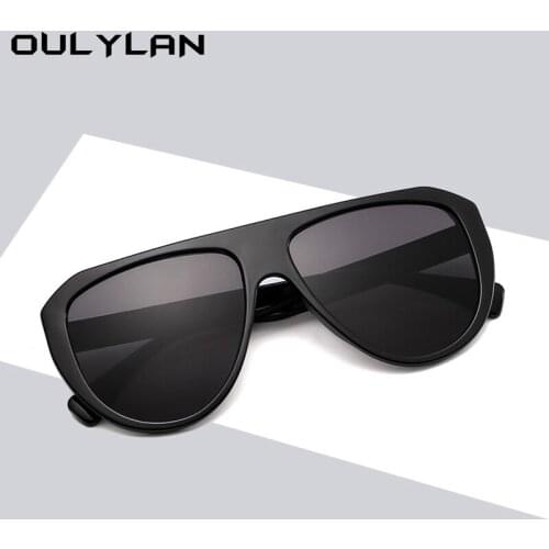 Oulylan Trendy Oversized Sunglasses Men Women Vintage Color Glasses BIg Frame Sunglasses Outdoors Pink Black Glasses UV400