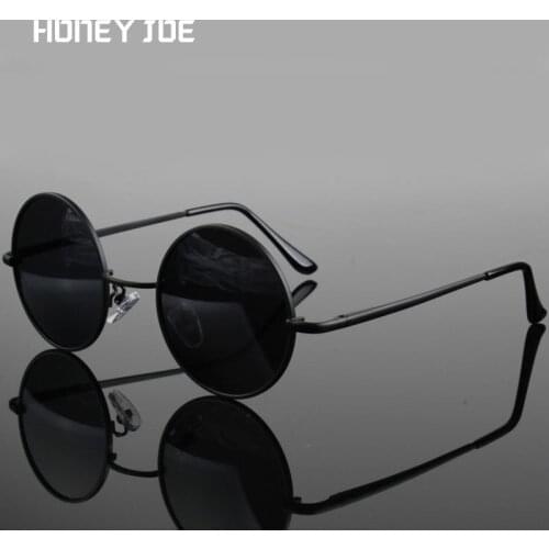 Retro Small Classic Vintage Round Polarized Sunglasses Men Brand Designer Sun Glasses Women Metal Frame Black Lens Driving UV400