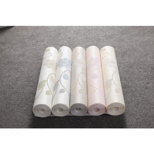 Modern 3D Embossed Pastoral Floral Wallpaper Flocked Non-woven Wall Paper for Bedroom Living Room TV Background 10MX53CM