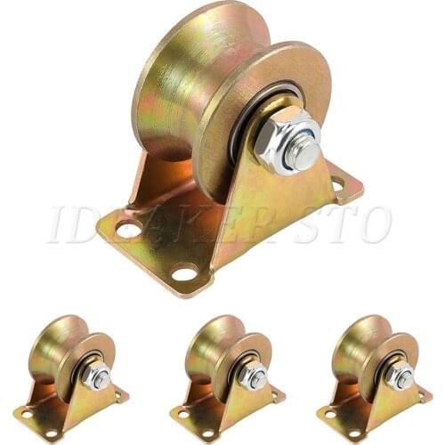 1.5" 2" 3"Steel U-Groove Wheel Heavy Duty Rigid Caster for Inverted Track Sliding Gate Wire Rope Rail Capacity 551 lbs