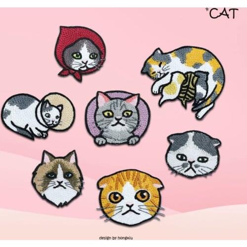 Cute Animal Cute Cat Embroidery Hot Cloth Stickers Clothes Mobile Phone Shell Stickers Diy Decorative Adhesive Rubber Ironing