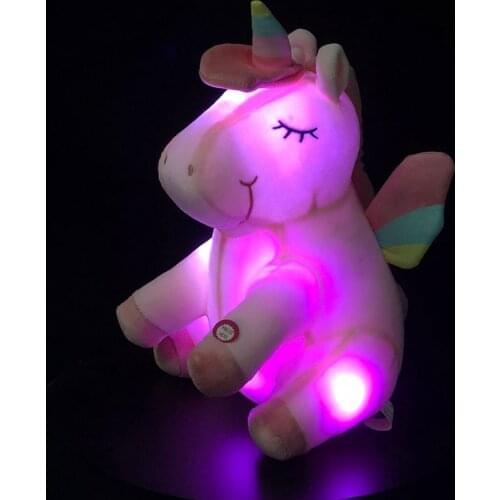 2021 new led luminous rainbow unicorn doll night light with children sleeping and childrens plush toys Christmas gifts