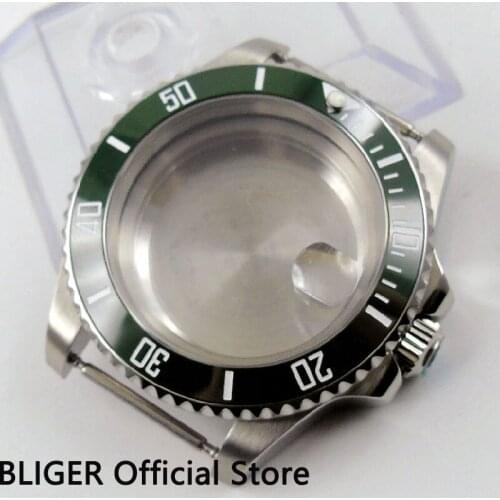40MM Green Ceramic Bezel Sapphire Crystal Watch Case Fit For ETA 2836 Automatic Movement C99