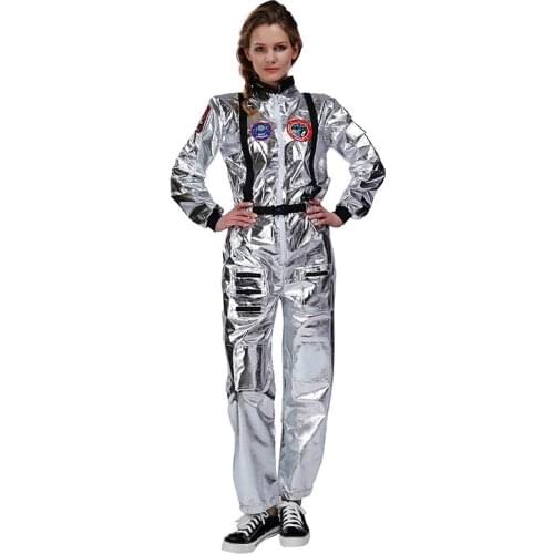Womens Astronaut Jumpsuit Costume Fancy Dress halloween Adult Astronaut Costume