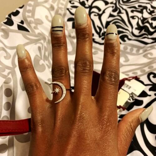 Cute Moon and Star Adjustable 925 Sterling Silver Rings with AAA Zircon Bling Stone for Women Fashion Wedding Engagement Jewelry