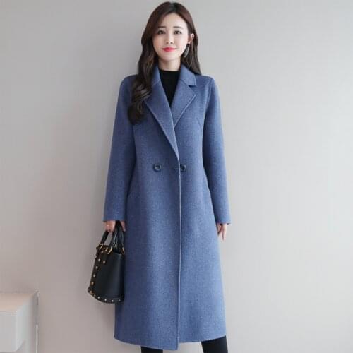 Women 2020 Spring Autumn Single Button Wool Coat Female Fashion Elegant V-neck Woolen Coat Ladies Solid Loose Outwear Y165