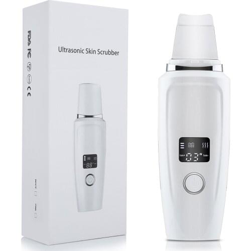 LCD Ultrasonic Rechargeable Face Skin Scrubber Machine Facial Lifting Peeling Skin Shoveling Acne Blackhead Removal Beauty Tools