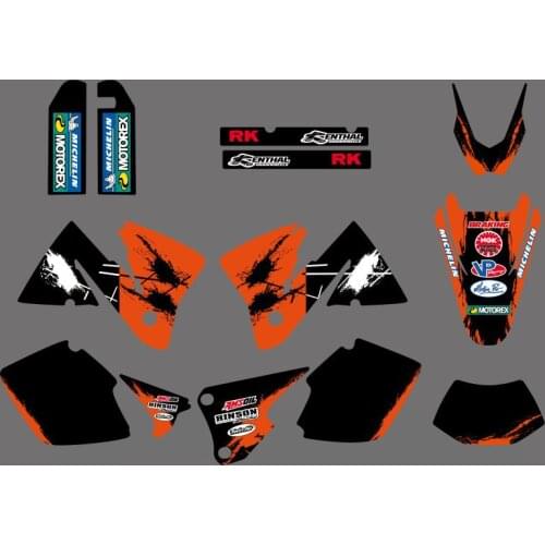 0265 Orange&Black NEW TEAM GRAPHICS WITH MATCHING BACKGROUNDS For KTM EXC 250 300 350 400 520 2001 2002 MXC 200 300 2001-2002