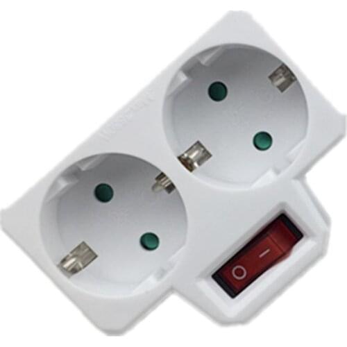 1Pc Durable ABS EU Standard Multiple Plug 16A 250V Double Socket Conversion Socket With Outlet Switch Plug Power Adapter Socket