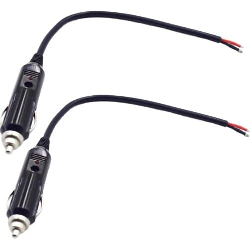 2PCS DIY 12V Replacement Cigarette Lighter Male Plug with Lead - 24V Car Power Adapter Auto Accessories with Led Lights 10A Fuse