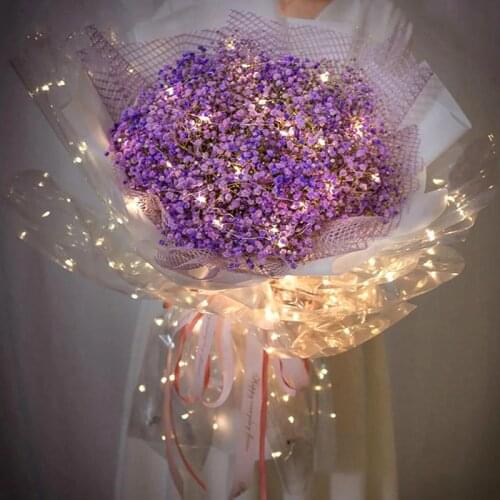 2pcs Bouquet Packaging Film Creative with LED Lights Transparent Packaging Cellophane Flower Decoration Crafts Wrapping Paper