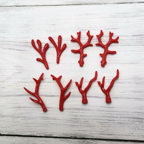 20 pcs/lot Acrylic Necklace Charms Red Series Earrings Pendants Garment Accessories Clothing Branch Parts Women DIY Gifts P767