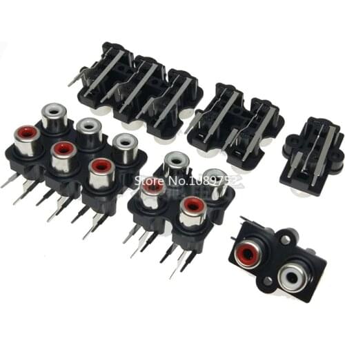 5Pcs 2/4/6 Hole RCA Female Stereo Audio Jack AV Audio Input Socket Connector Lotus Row Amplifier Interface Signal Connection