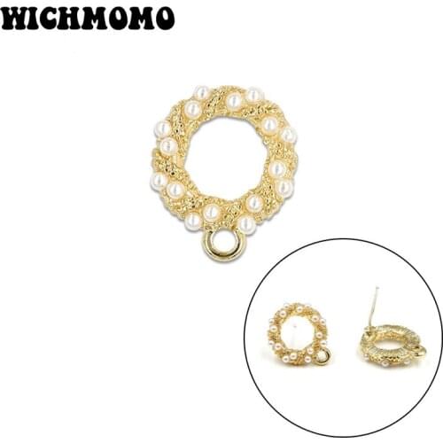 New 12*14mm 6pcs Quality Zinc Alloy Inlay Acrylic Pearl Rounds Earring Base Connectors DIY Jewelry Accessories