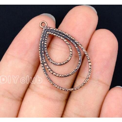 60pcs-Teardrop Charms, Antique Copper Filigree Chandelier Earring Teardrop charms Pendant 35x21mm