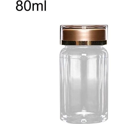 80ml Portable Clear Small Medicine Bottle Transparent Plastic Pill Bottles Empty Small Vial Storage Container Tablet Drug Case