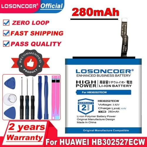LOSONCOER large capacity 280mAh HB302527ECW Battery for Huawei Honor Watch Magic Smart watch Batteries