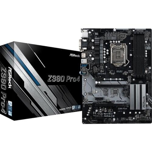 ASRock Z390 Pro4 For Intel LGA 1151 Socket SATA3 Ultra M.2 Interface USB 3.1 Type A+C DDR4 ATX Desktop Mainboard