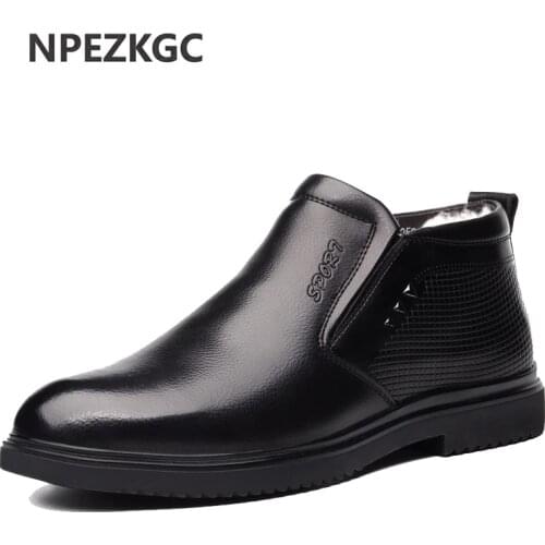 Natural Cow Leather Shoes Men snow Boots Handmade Retro warm Men Ankle boots Genuine leather winter Boots shoes men