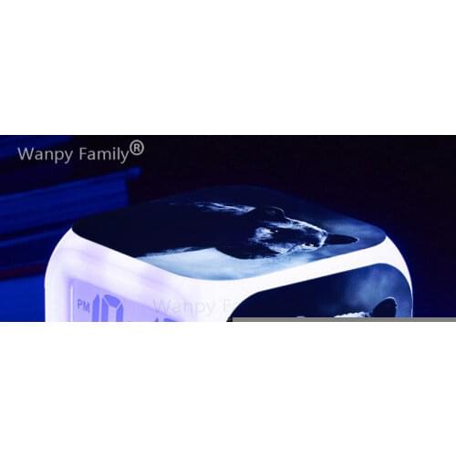 Black Cheetah Alarm Clock 7 Color Change LED Touch sensitive Glowing Clock For Kids Room Multifunction Digital Alarm Clock