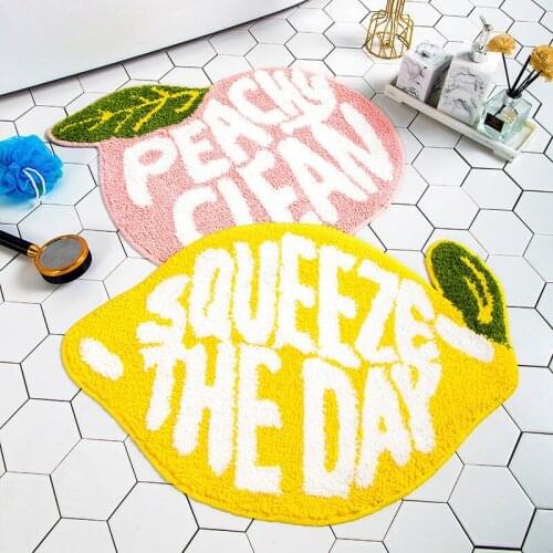 INS Creative Doormat Cartoon Fruit Carpet Flocking Non-slip Bath Mat Lemon Peach Home Land Pad Bedroom Toilet Doorway Floor Mat
