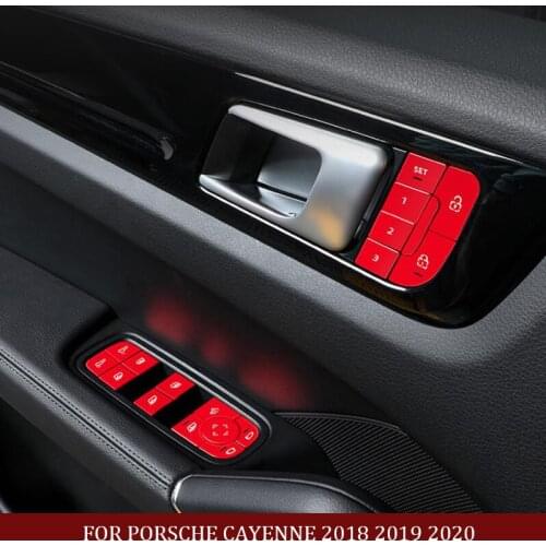 Car Window Lifter Buttons Sequins Decoration Trim Chrome Interior Cover for Porsche Cayenne 2018 2019 2020 2021 Accessories