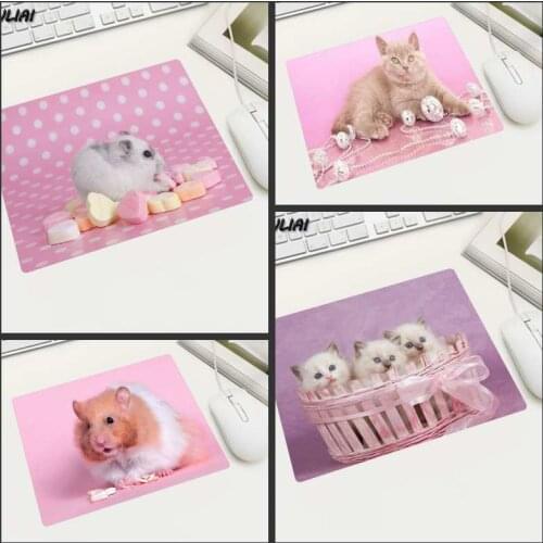 XGZ Pink Cute Hamster Family Game Player Small Mouse Pad Rubber Non-slip Rectangular Office Computer Gamer Notebook Mousepads