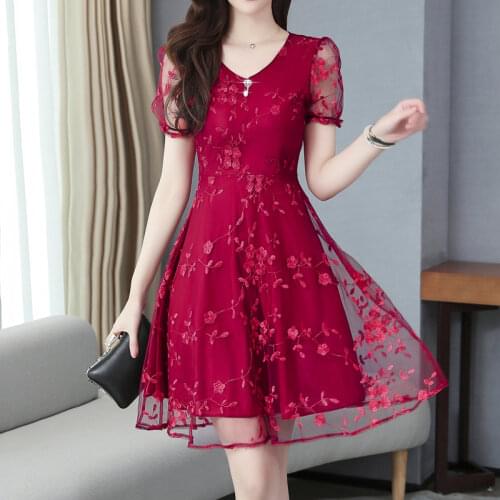 Lace Summer Dress Women 2021 New Plus Szie Short Sleeve Elegant Party Dress Female Vestidos Mujer Dresses Ladies Robe femme