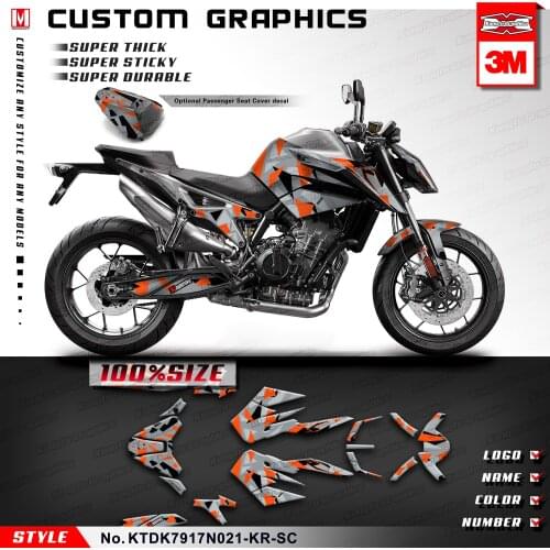 KUNGFU GRAPHICS Custom Sticker Kit Self Adhesives Vinyl Wrap for 790 2017 2018 2019 2020 with Seat Cowl Decals