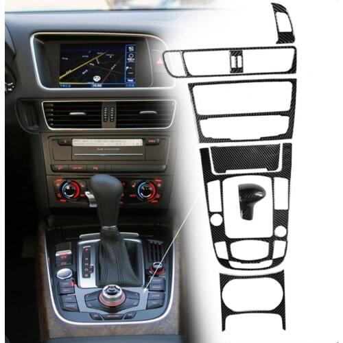 50% Hot Sales 8Pcs/Set Carbon Fiber Car Left Central Control Cover Navigation Frame Trim Sticker for Audi Q5 2009-2018