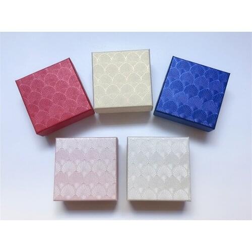 Fashion Luxury Square Shell Pattern Jewelry Box Ring Earrings Bracelet Necklace Pendants Present Gift Box Case Package