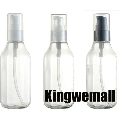 Wholesale 300pcs/lot Capacity 100ml PET Plastic Rectangle Empty Lotion Bottle with Press Pump for Cosmetic Packaging