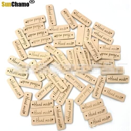 25/50/100pcs Rectangle Wooden Button "Hand Made" Wood Button Sewing Accessories For Clothes Handmade Scrapbooking Craft