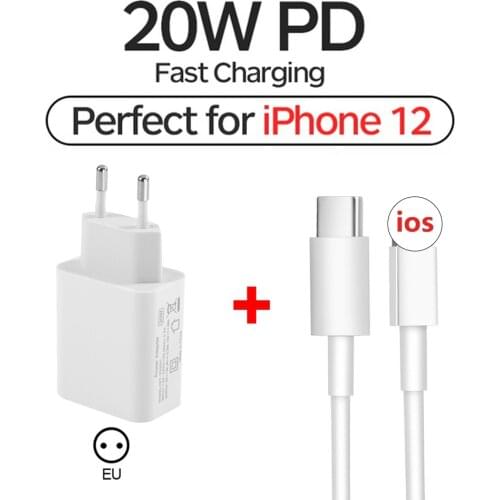 PD USB Type C Quick Charger Adapter 20W for IPhone 11 Mini 12pro Pro Max 12pro Max Fast Charging EU/US Plug Travel PD Charger