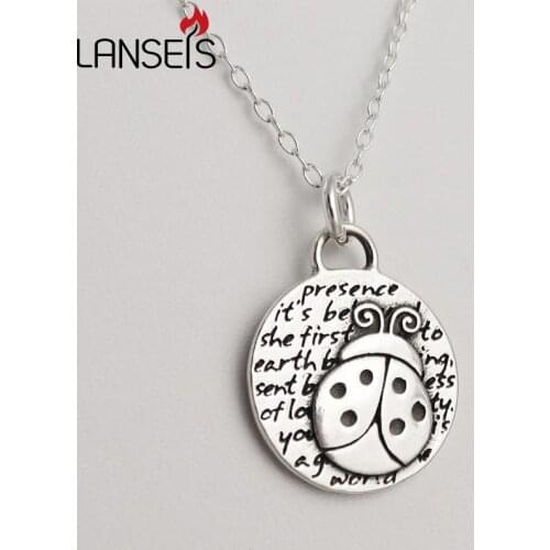 Lanseis 20pcs Inspirational Ladybug Charm Necklace15mm