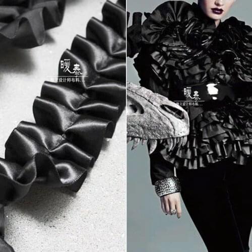 Wave Pleated Bow Tie Lace Trim Black White Folds DIY Ribbon Collar Bows Skirt Dress Decor Creative Designer Accessories