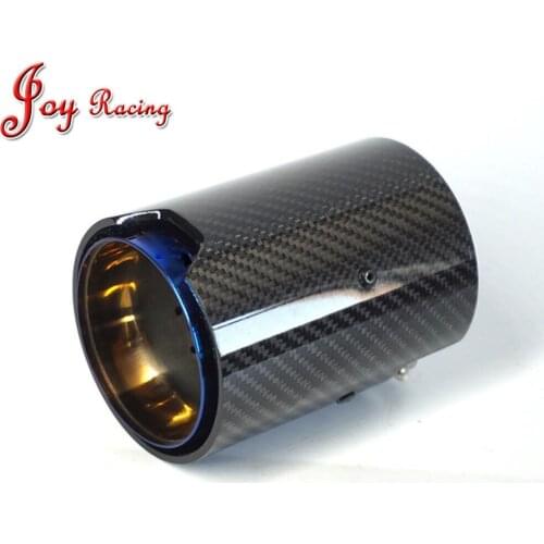 High Quality Glossy Carbon Fiber SUS304 Stainless Exhaust End Tail Tips with Burning Blue 63mm/67mm/70mm inlet for BMW M2 M3 M4